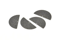 Semi Circle Charm, 12 Oxidized Black Brass Textured Half Moon Blanks With 1 Hole, Earrings, Pendants (25x12x0.60mm) D0794 S956