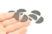 Semi Circle Charm, 12 Oxidized Black Brass Textured Half Moon Blanks With 1 Hole, Earrings, Pendants (25x12x0.60mm) D0794 S956