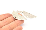 Silver Half Moon, 4 Antique Silver Plated Brass Textured Semi Circle Blanks With 2 Holes, Charms, Earrings, Pendants (39x15x1mm) D0800 H0773