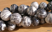 Black Stripe Picasso Jasper 18mm Round Shape Beads , 3 pcs T004