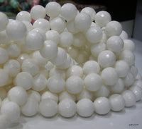 White Jade 12 Mm Disco Faceted Gemstone Beads 1 Strand G60