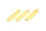 Rectangle Brass Blanks, 24 Raw Brass Rectangle Stamping Blanks, Pendants With 2 Holes (35x8x0.80mm) A1113