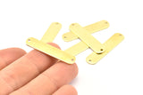 Rectangle Brass Blanks, 24 Raw Brass Rectangle Stamping Blanks, Pendants With 2 Holes (35x8x0.80mm) A1113