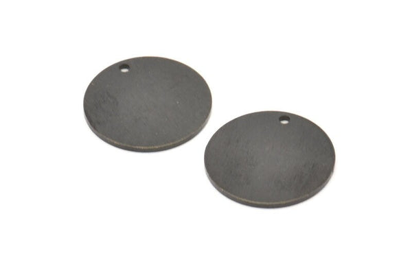 Black Round Tag, 6 Oxidized Black Brass Textured Round Stamping Blanks With 1 Hole, Charms, Pendants, Findings (18x1mm) D0815 S955