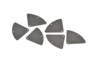 Black Geometric Charm, 6 Oxidized Black Brass Fan Connectors With 2 Holes, Earrings, Findings (18x26x0.60mm) D904 S957