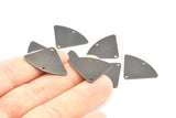 Black Geometric Charm, 6 Oxidized Black Brass Fan Connectors With 2 Holes, Earrings, Findings (18x26x0.60mm) D904 S957