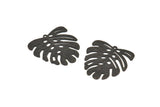 Black Monstera Charm, 12 Oxidized Black Brass Monstera Leaf Charms With 1 Loop, Pendants, Earrings, Findings (21x22x0.5mm) D0706 S958