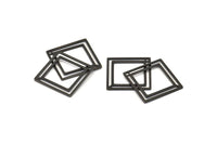 Black Square Charm, 12 Oxidized Black Brass Square Connectors With 1 Hole (21x0.80mm) D874 S961