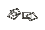 Black Square Charm, 12 Oxidized Black Brass Square Connectors With 1 Hole (21x0.80mm) D874 S961
