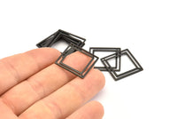 Black Square Charm, 12 Oxidized Black Brass Square Connectors With 1 Hole (21x0.80mm) D874 S961