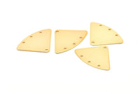 Gold Geometric Charm, 4 Gold Plated Brass Fan Connectors With 4 Holes, Earrings, Findings (18x26x0.60mm) D902 Q0777