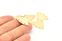Gold Geometric Charm, 4 Gold Plated Brass Fan Connectors With 4 Holes, Earrings, Findings (18x26x0.60mm) D902 Q0777