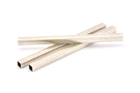 Silver Tube Beads, 4 Antique Silver Plated Brass Square Tubes (6x100mm) Bs 1620 H0786
