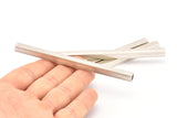 Silver Tube Beads, 4 Antique Silver Plated Brass Square Tubes (6x100mm) Bs 1620 H0786