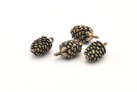 Kozalaklı Koni Kolye, 1 Oksitlenmiş Bronz Kozalaklı Koni Tılsımı, Kolye Uçları, Küpeler, Buluntular (22x11mm) N0863