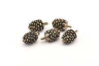 Kozalaklı Koni Kolye, 1 Oksitlenmiş Bronz Kozalaklı Koni Tılsımı, Kolye Uçları, Küpeler, Buluntular (22x11mm) N0863