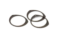 Black Circle Connector, 12 Oxidized Brass Black Textured Circle Connectors With 2 Holes (26x22x0.80mm) D0640 S931