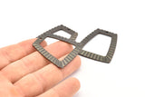 Black Rectangle Charm, 2 Oxidized Brass Black Rectangle Charms With 1 Hole, Pendants, Earrings, Findings (36x34x1mm) D895 S930