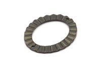 Black Oval Charm, 4 Oxidized Brass Black Wavy Oval Connectors With 2 Holes, Findings (33x28x1mm) D917 S929