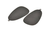 Black Drop Charm, 2 Oxidized Black Brass Textured Drop Shaped Charms With 1 Loop, Pendants, Earrings, Findings (53x30x0.50mm) D876 S969
