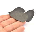 Black Drop Charm, 2 Oxidized Black Brass Textured Drop Shaped Charms With 1 Loop, Pendants, Earrings, Findings (53x30x0.50mm) D876 S969