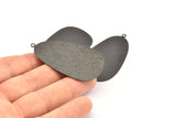 Black Drop Charm, 2 Oxidized Black Brass Textured Drop Shaped Charms With 1 Loop, Pendants, Earrings, Findings (53x30x0.50mm) D876 S969