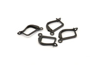 Plain Leverback Earring, 50 Oxidized Black Brass Plain Leverback Earring Findings (13x10mm) Brsl 90 A0961 S965
