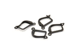 Plain Leverback Earring, 50 Oxidized Black Brass Plain Leverback Earring Findings (13x10mm) Brsl 90 A0961 S965