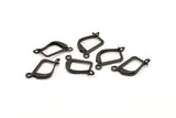 Plain Leverback Earring, 50 Oxidized Black Brass Plain Leverback Earring Findings (13x10mm) Brsl 90 A0961 S965
