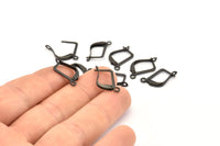Plain Leverback Earring, 50 Oxidized Black Brass Plain Leverback Earring Findings (13x10mm) Brsl 90 A0961 S965