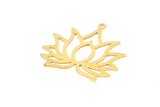 Lotus Flower Charm, 24 Raw Brass Lotus Flower Charms, With 1 Loop, Earrings, Findings (30mm) A1158