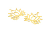 Lotus Flower Charm, 24 Raw Brass Lotus Flower Charms, With 1 Loop, Earrings, Findings (30mm) A1158