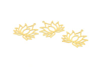 Lotus Flower Charm, 24 Raw Brass Lotus Flower Charms, With 1 Loop, Earrings, Findings (30mm) A1158