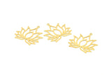 Lotus Flower Charm, 24 Raw Brass Lotus Flower Charms, With 1 Loop, Earrings, Findings (30mm) A1158