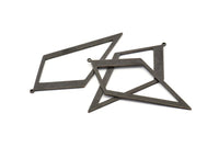 Black Diamond Charm, 6 Oxidized Black Brass Rhombus Charms With 1 Loop, Pendants, Earrings, Findings (52x26x0,60mm) D853 S934