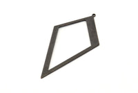 Black Diamond Charm, 6 Oxidized Black Brass Rhombus Charms With 1 Loop, Pendants, Earrings, Findings (52x26x0,60mm) D853 S934