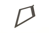 Black Diamond Charm, 6 Oxidized Black Brass Rhombus Charms With 1 Loop, Pendants, Earrings, Findings (52x26x0,60mm) D853 S934