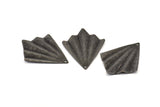 Black Fan Charm, 6 Oxidized Black Brass Textured Fan Shaped Charm Earrings With 1 Hole, Findings (35x27x0.50mm) D0821 S933