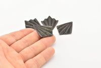 Black Fan Charm, 6 Oxidized Black Brass Textured Fan Shaped Charm Earrings With 1 Hole, Findings (35x27x0.50mm) D0821 S933