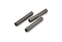 Industrial Tube Beads, 6 Oxidized Black Brass Industrial Tube Findings (30x5mm) D0183 S936
