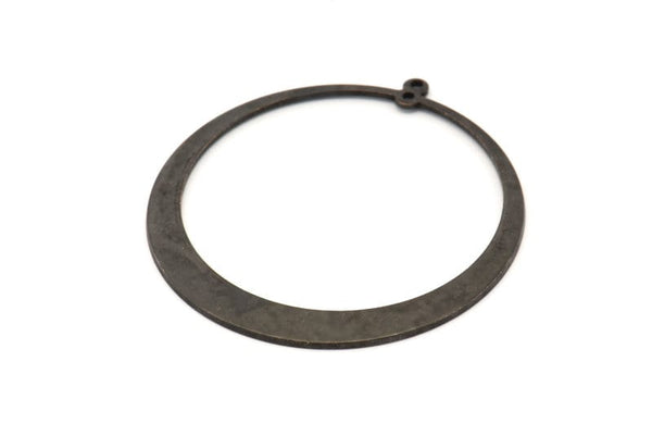 Siyah Daire Charm, 2 Oksitlenmiş Siyah Pirinç Daire Charm, 2 Halka, Küpeler, Bulgular (48x45x1mm) D870 S160