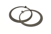 Siyah Daire Charm, 2 Oksitlenmiş Siyah Pirinç Daire Charm, 2 Halka, Küpeler, Bulgular (48x45x1mm) D870 S160
