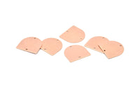 D Shaped Charm, 4 Rose Gold Plated Brass Textured D Shaped Connectors With 2 Holes, Earrings, Findings (16x17x0.60mm) D919