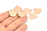 D Shaped Charm, 4 Rose Gold Plated Brass Textured D Shaped Connectors With 2 Holes, Earrings, Findings (20x20x0.50mm) D0809
