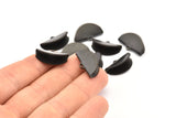 Black Ribbon Crimp, 10 Oxidized Black Brass Textured Ribbon Crimp Ends With 1 Loop, Findings (20x12mm) D0779 S975