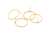 Brass Circle Earring, 8 Raw Brass Circle Stud Earrings (24x1x1mm) Bs 1092 A1164