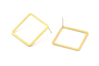 Brass Square Earring, 6 Raw Brass Square Stud Earrings (30x2x1mm) BS 2307 A1171