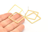 Brass Square Earring, 6 Raw Brass Square Stud Earrings (30x2x1mm) BS 2307 A1171
