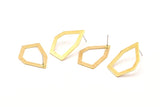 Brass Geometric Earring, 8 Raw Brass Pentagonal Stud Earrings (29x20x1mm) D0599 A1728