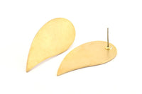 Brass Drop Earring, 6 Raw Brass Drop Stud Earrings (33x16x1mm) D0781 A1166